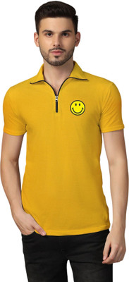 tfurnish Graphic Print Men Polo Neck Yellow T-Shirt