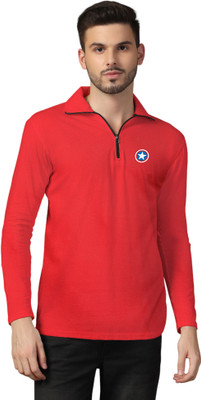 GEUM Solid Men Polo Neck Red T-Shirt