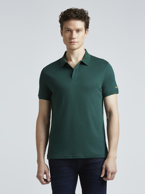 Pepe Jeans Solid Men Polo Neck Green T-Shirt