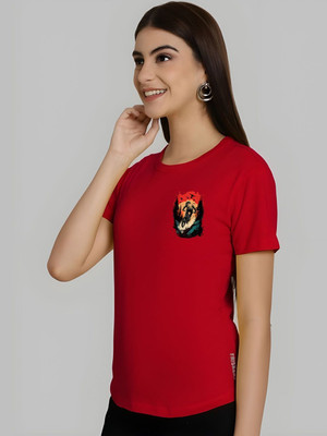 SZN Graphic Print Women Round Neck Red T-Shirt