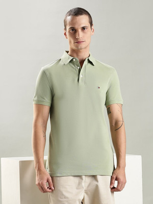 TOMMY HILFIGER Solid Men Polo Neck Light Green T-Shirt