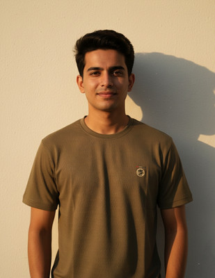 FitFolk Solid Men Round Neck Brown T-Shirt