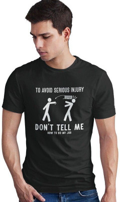 DUDEME Printed Men Round Neck Black T-Shirt