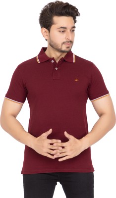 ANTILOOP Solid Men Polo Neck Brown T-Shirt