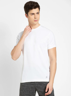 JOCKEY Solid Men Round Neck White T-Shirt