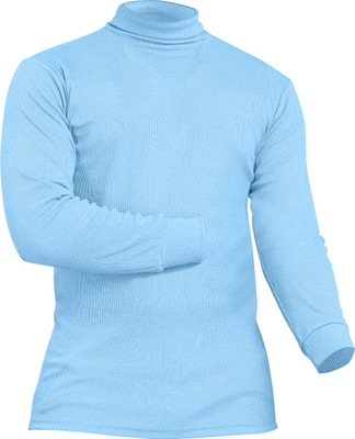 click n buy Printed Men High Neck Light Blue T-Shirt