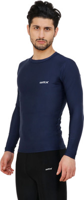 WMX Solid Men Round Neck Dark Blue T-Shirt