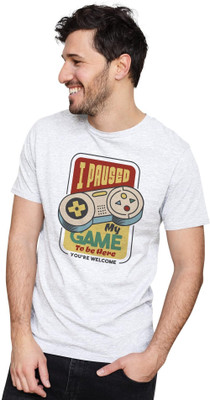 KRYONIX Printed Men Round Neck White T-Shirt