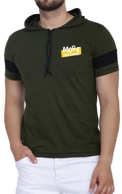 WOOSTRO Printed Men Round Neck Dark Green T-Shirt