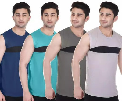 C P FASHION Solid, Self Design, Colorblock Men Round Neck Reversible Multicolor T-Shirt