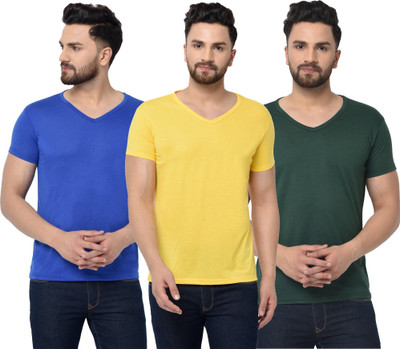 JB Jangoboy Solid Men V Neck Multicolor T-Shirt