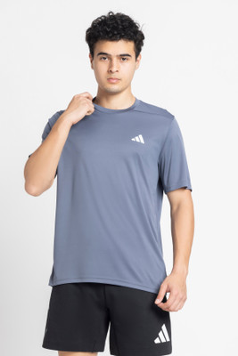 ADIDAS Printed Men Crew Neck Blue T-Shirt