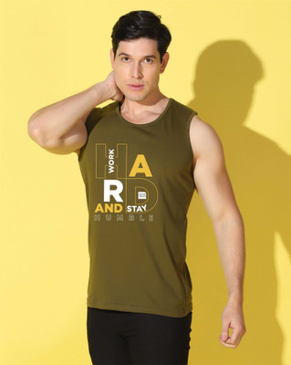 WOOSTRO Graphic Print Men Scoop Neck Dark Green T-Shirt