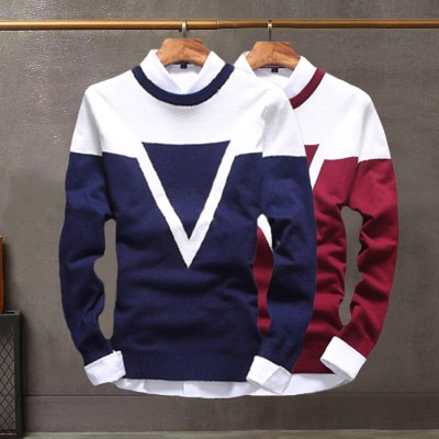 Try This Colorblock Men Round Neck Multicolor T-Shirt