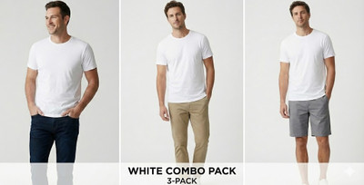 MEHAN'S Solid Men Round Neck White T-Shirt