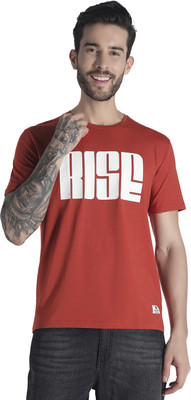 Rare Bond Studios Graphic Print, Typography, Printed Men Crew Neck Maroon T-Shirt