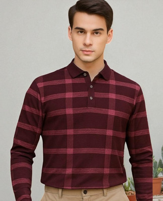 Autna Printed Men Polo Neck Maroon T-Shirt