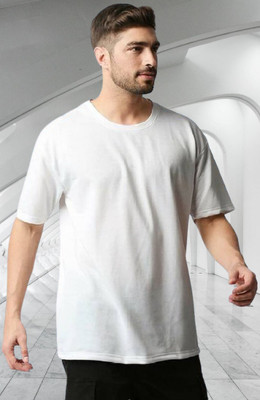 ZEBULUN Solid Men Round Neck White T-Shirt
