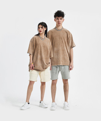 Xflame Solid Men Round Neck Brown T-Shirt