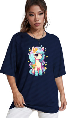 BELTLY Graphic Print Women Round Neck Blue T-Shirt