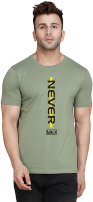 SLOWLORIS Printed, Typography Men Round Neck Light Green T-Shirt