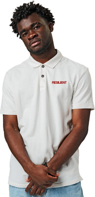 Fighterhero Printed Men Polo Neck White T-Shirt
