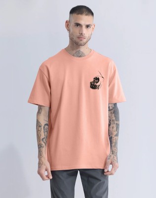 Dwag Printed Men Round Neck Pink T-Shirt