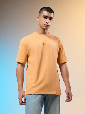 TECHNOSPORT Printed Men Round Neck Yellow T-Shirt