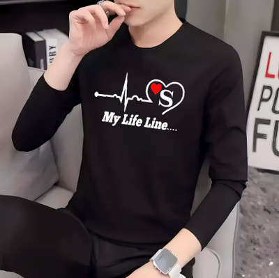 SQF Printed, Typography Men Round Neck Black T-Shirt