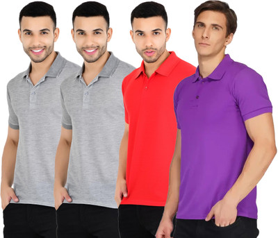 KEOTI Solid Men Polo Neck Multicolor T-Shirt