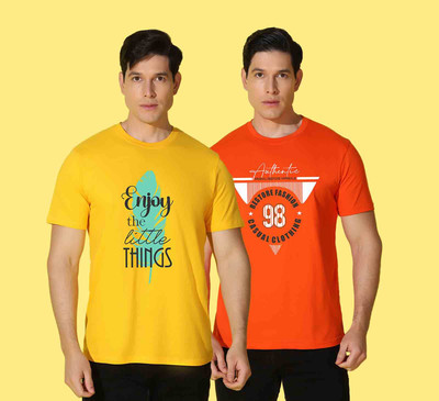 WOOSTRO Graphic Print Men Round Neck Multicolor T-Shirt