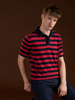 THE BEAR HOUSE Striped Men Polo Neck Multicolor T-Shirt