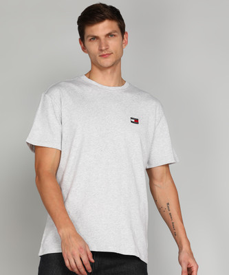 TOMMY HILFIGER Printed Men Round Neck Grey T-Shirt