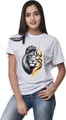 VIBHU Graphic Print Women Round Neck White T-Shirt