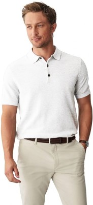 KOTTY Solid Men Polo Neck White T-Shirt