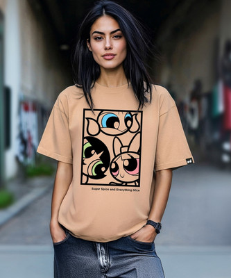 BEWAKOOF Graphic Print Women Round Neck Brown T-Shirt