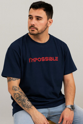 Beyond And Discover Graphic Print Men Round Neck Navy Blue T-Shirt