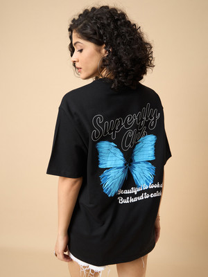 COLOR CAPITAL Graphic Print Women Round Neck Black T-Shirt
