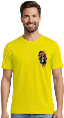 DGC Printed Men Round Neck Yellow T-Shirt
