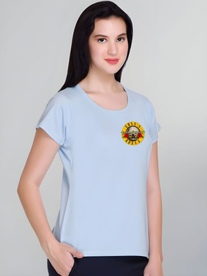 SZN Graphic Print Women Round Neck Light Blue T-Shirt