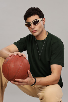 FASHLOOK Solid Men Round Neck Green T-Shirt