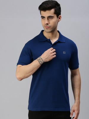 ONN Solid Men Polo Neck Dark Blue T-Shirt