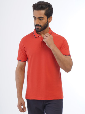 one sky Solid Men Polo Neck Red T-Shirt