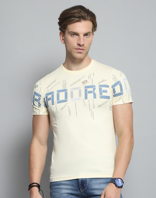 MONTE CARLO Printed Men Round Neck Beige T-Shirt