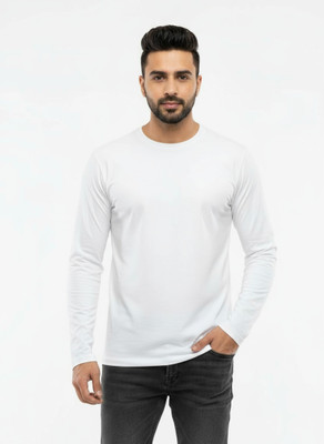 Estixx Solid Men Round Neck White T-Shirt
