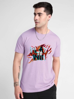 Brightstar Printed, Typography Men Round Neck Purple T-Shirt