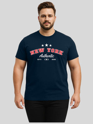 KART BLACK Solid Men Round Neck Navy Blue T-Shirt