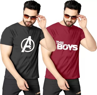 REAL LINK Printed Men Round Neck Reversible Multicolor T-Shirt