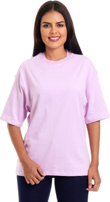 meghna Solid Women Round Neck Purple T-Shirt