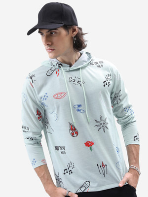 HIGHLANDER Printed Men Hooded Neck Blue T-Shirt